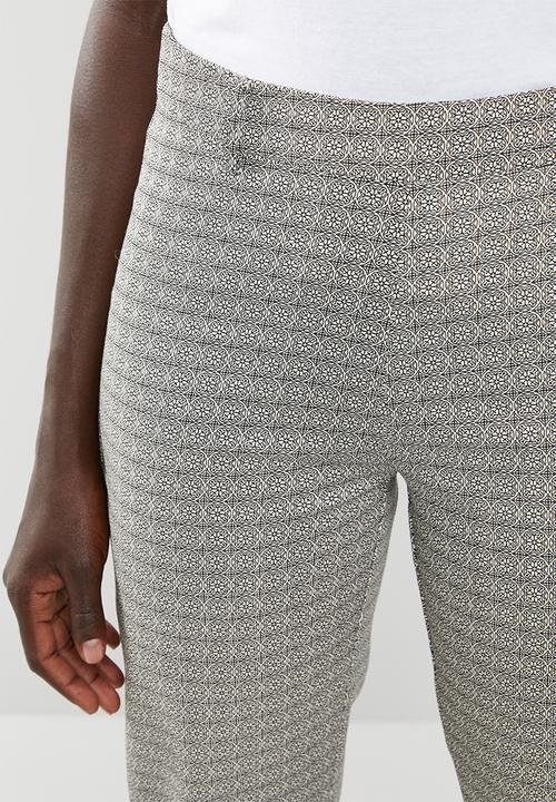 edit - Straight cut printed trousers - cream & black 