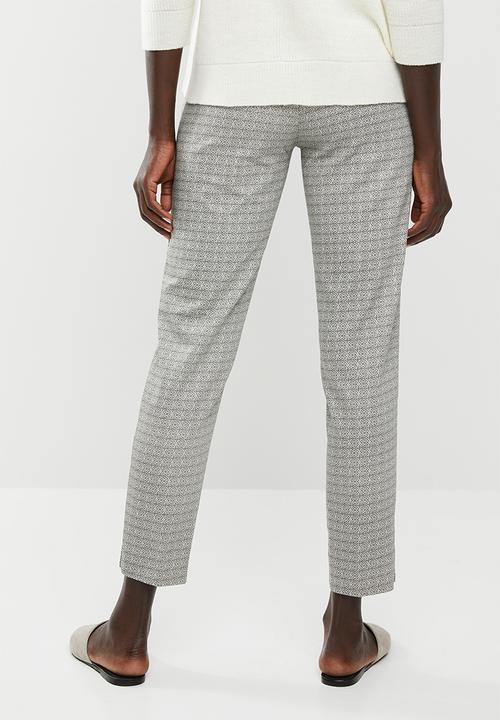 edit - Straight cut printed trousers - cream & black 