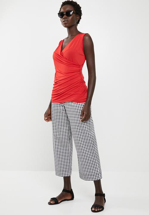 edit - Wrap over sleeveless top - red
