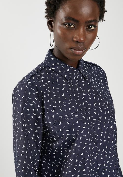 edit - Long sleeve button down shirt - navy