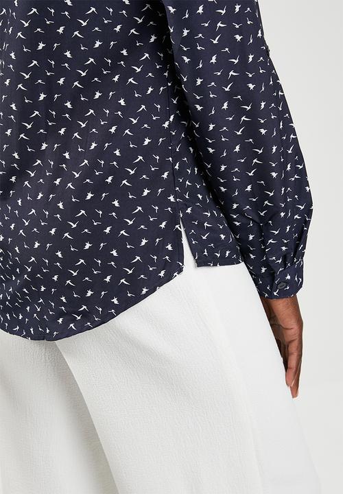 edit - Long sleeve button down shirt - navy