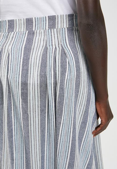 edit - Linen look button down skirt - blue