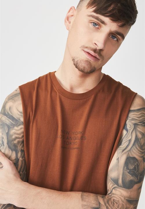 Cotton On - Tbar muscle tank -  brown