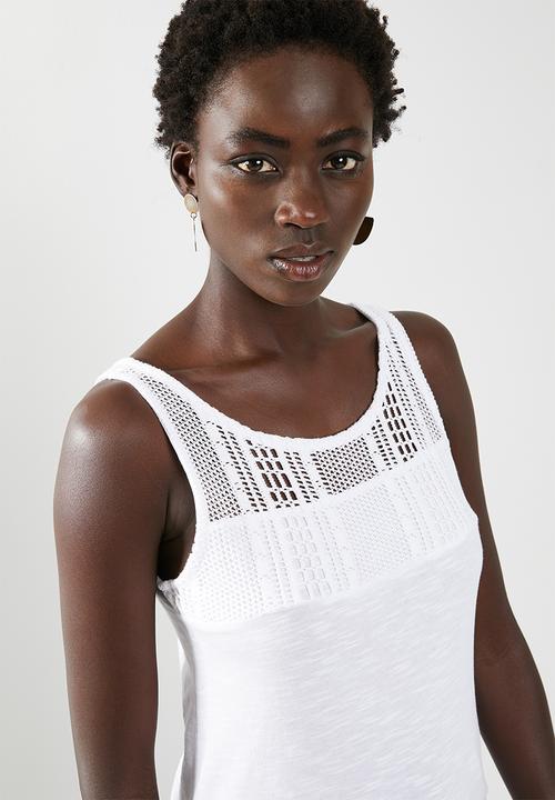 JEEP - Lace detail cami - white