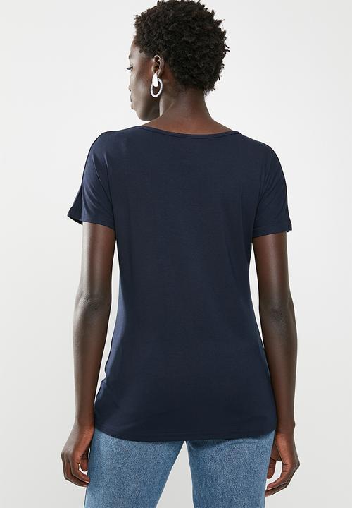 JEEP - Embroidery and print detail tee - navy