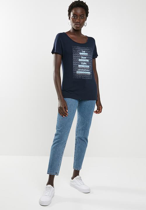 JEEP - Embroidery and print detail tee - navy