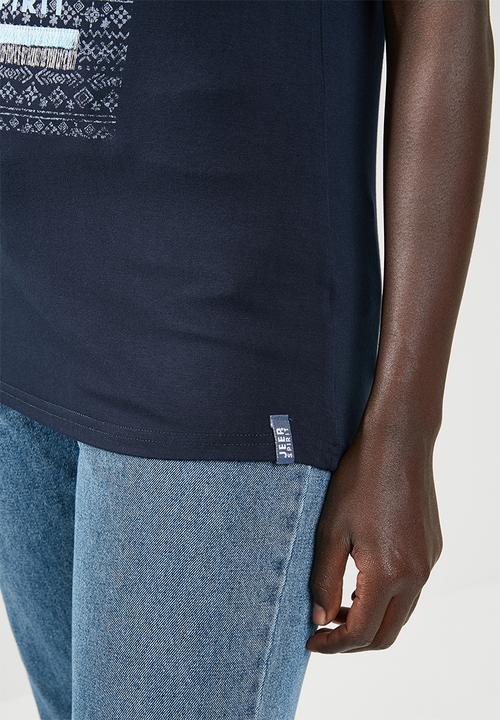 JEEP - Embroidery and print detail tee - navy