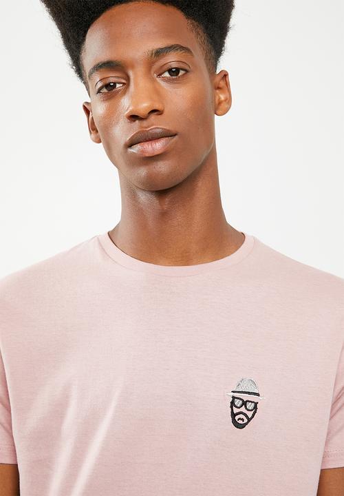 Brave Soul - Basilisk chest embroidered t-shirt - pale pink