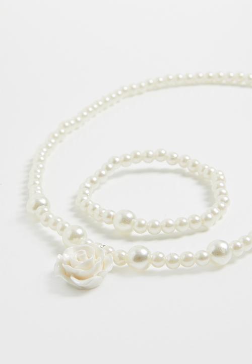 Pop Candy - Necklace and bracelet set - cream 