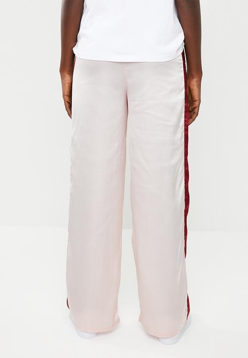 Missguided - Satin side stripe trousers - pink & burgundy 