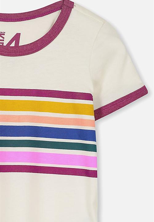 Cotton On - Penelope short sleeve tee - cream & burgundy 