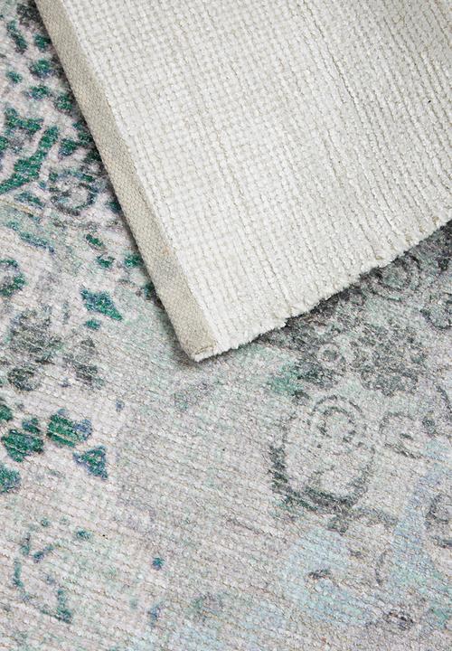 Sixth Floor - Remy printed rug - antique blue & green