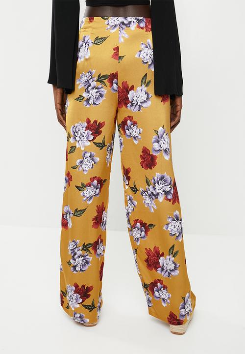 Missguided - Floral wide leg trousers - yellow