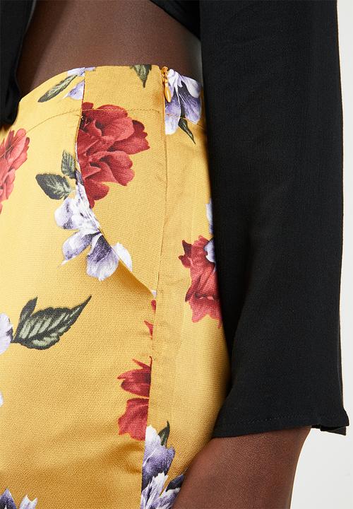 Missguided - Floral wide leg trousers - yellow