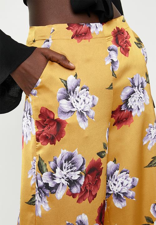 Missguided - Floral wide leg trousers - yellow