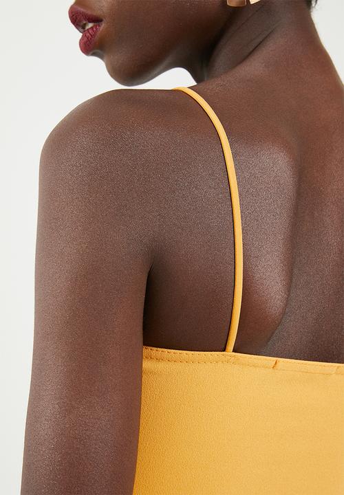 Missguided - Fold over strappy bodycon dress - yellow