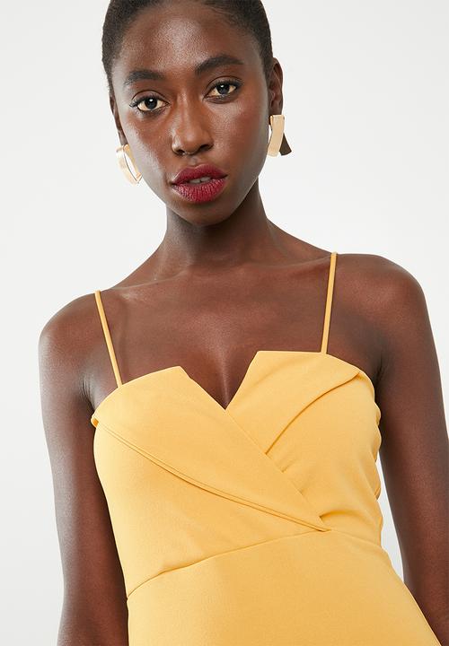 Missguided - Fold over strappy bodycon dress - yellow