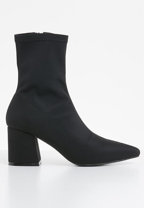 mid block heel sock boots