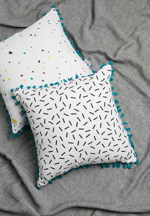 Sixth Floor - Adison kids cushion cover - black & turquoise