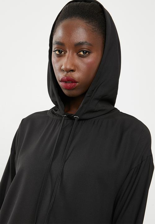 Noisy May - Sarah long sleeve hoodie dress - black