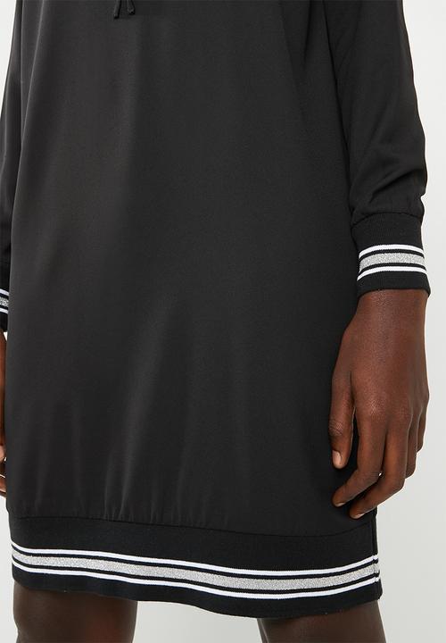 Noisy May - Sarah long sleeve hoodie dress - black