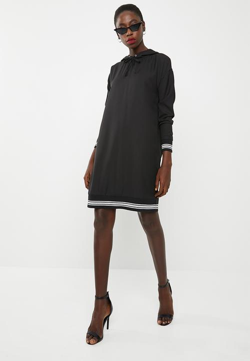 Noisy May - Sarah long sleeve hoodie dress - black