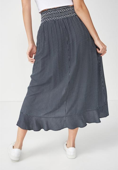 Cotton On - Woven Hayley high low midi skirt - navy & white 
