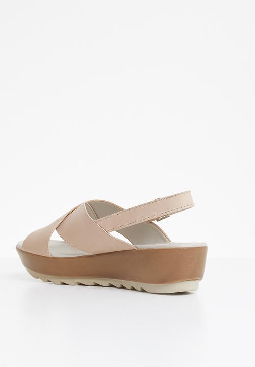 Phelan - Slingback leather flatform - neutral
