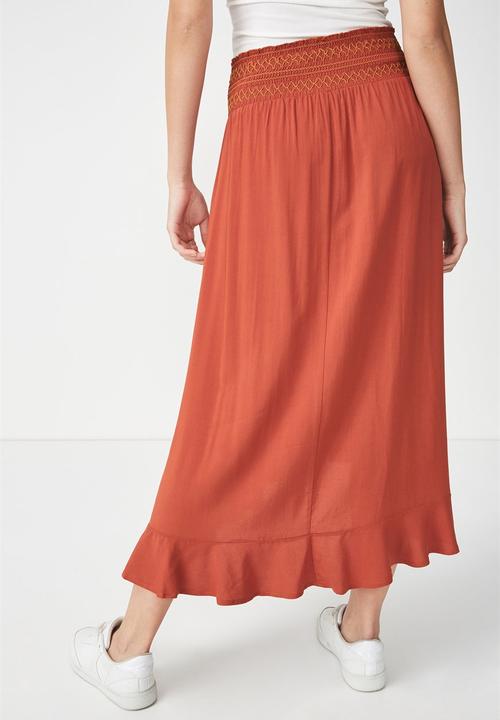 Cotton On - Woven hayley high low midi skirt - orange 