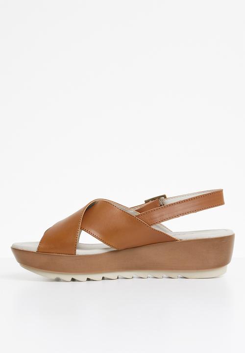 Phelan - Slingback leather flatform - tan