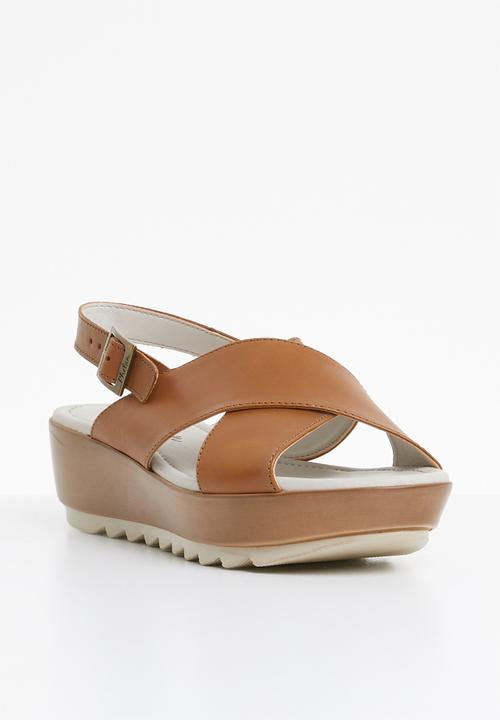 Phelan - Slingback leather flatform - tan