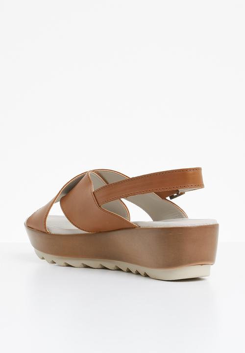 Phelan - Slingback leather flatform - tan