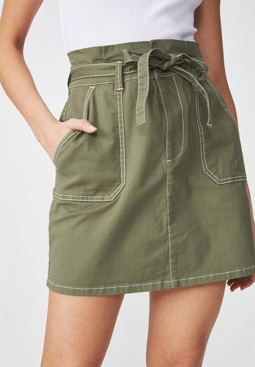 Cotton On - Woven utility twirl mini skirt - khaki