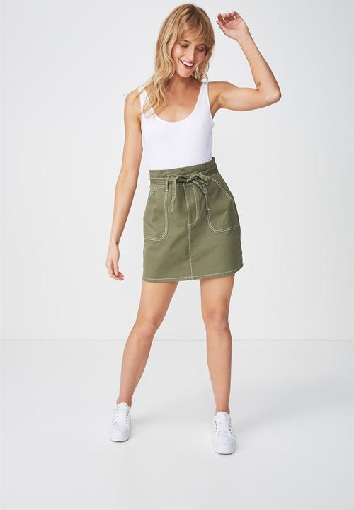 Cotton On - Woven utility twirl mini skirt - khaki