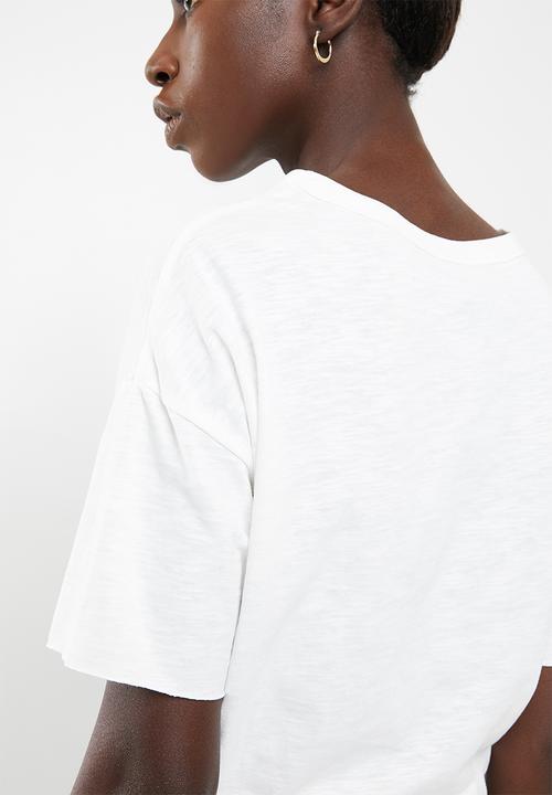 Vero Moda - Mascha short sleeve knot top - white