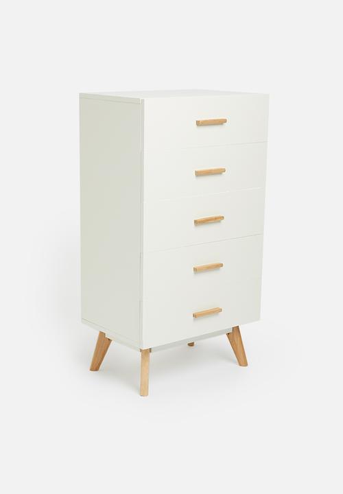 Sixth Floor - Alva 5 drawer storage - white