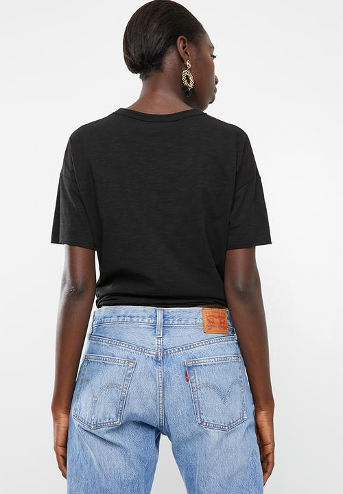 Vero Moda - Mascha short sleeve knot top - black