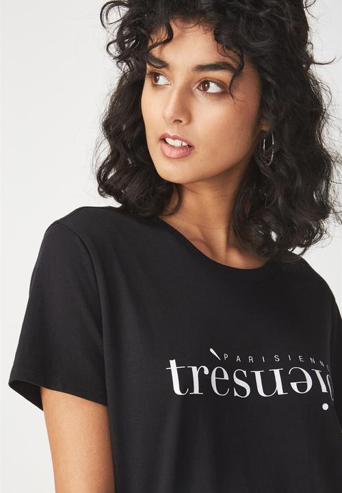 Cotton On - Tbar fox graphic tee - black