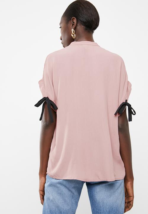 Vero Moda - Daisy tie short sleeve blouse - pink