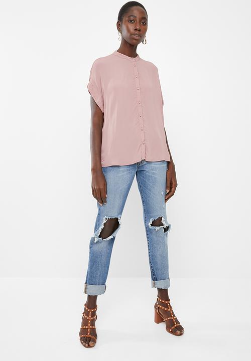 Vero Moda - Daisy tie short sleeve blouse - pink