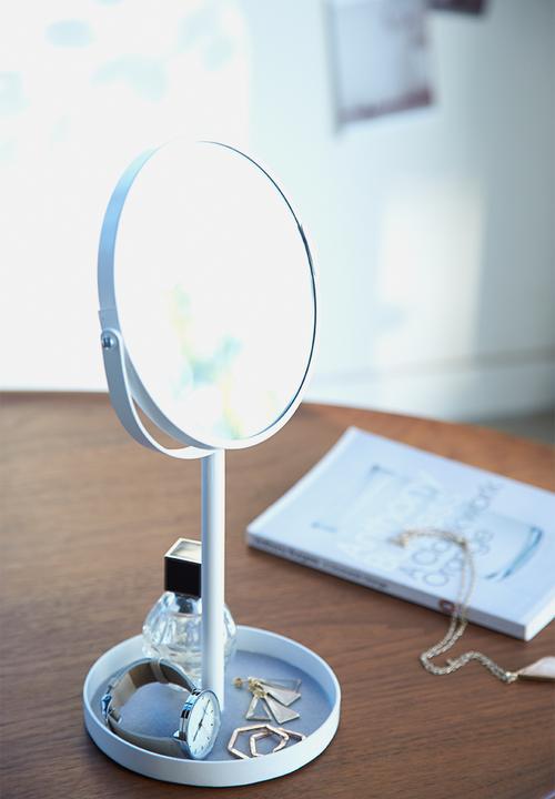 Yamazaki - Tower make up mirror with accessory tray - white