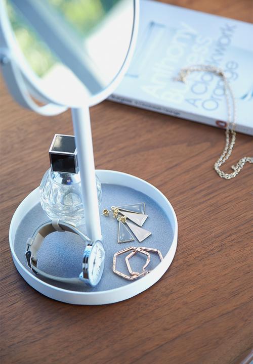 Yamazaki - Tower make up mirror with accessory tray - white