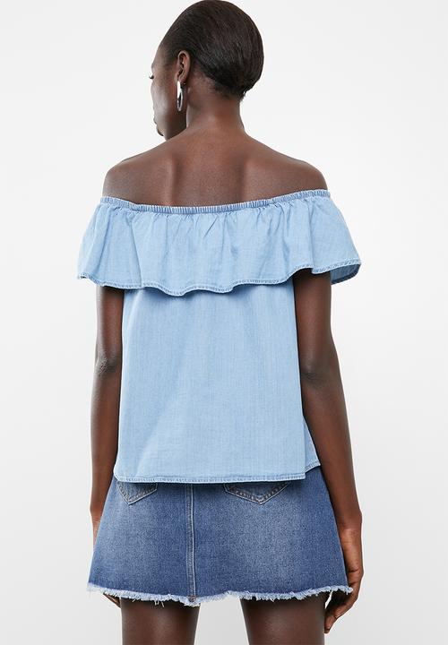 Vero Moda - Emilia chambray frill top - blue
