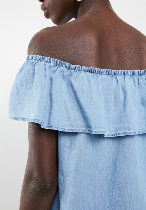 Vero Moda - Emilia chambray frill top - blue