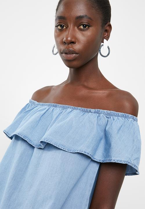 Vero Moda - Emilia chambray frill top - blue