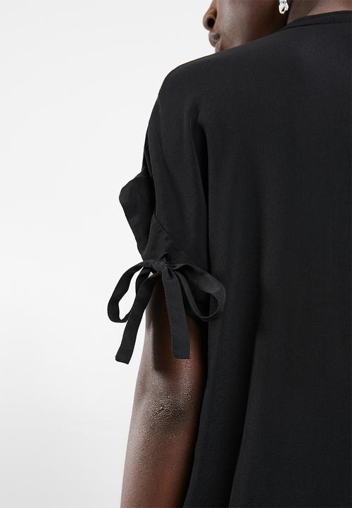 Vero Moda - Daisy tie short sleeve blouse - black