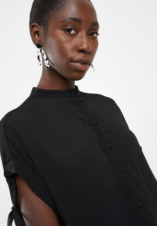 Vero Moda - Daisy tie short sleeve blouse - black