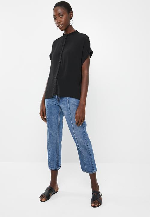 Vero Moda - Daisy tie short sleeve blouse - black