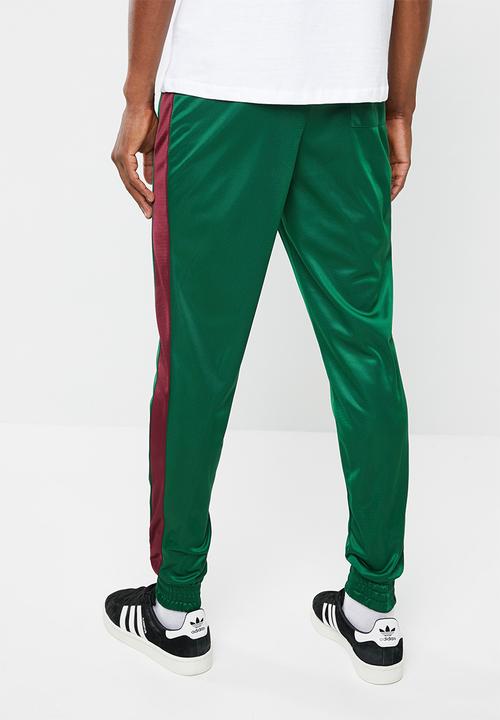 Superbalist - Slim side stripe tricot pant - green and maroon