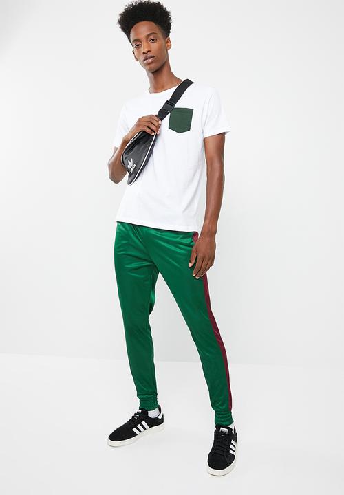 Superbalist - Slim side stripe tricot pant - green and maroon